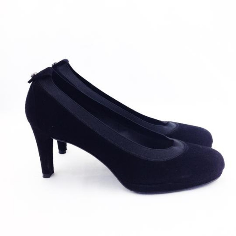 Stuart Weitzman Black Suede Forsure Elastic Pumps